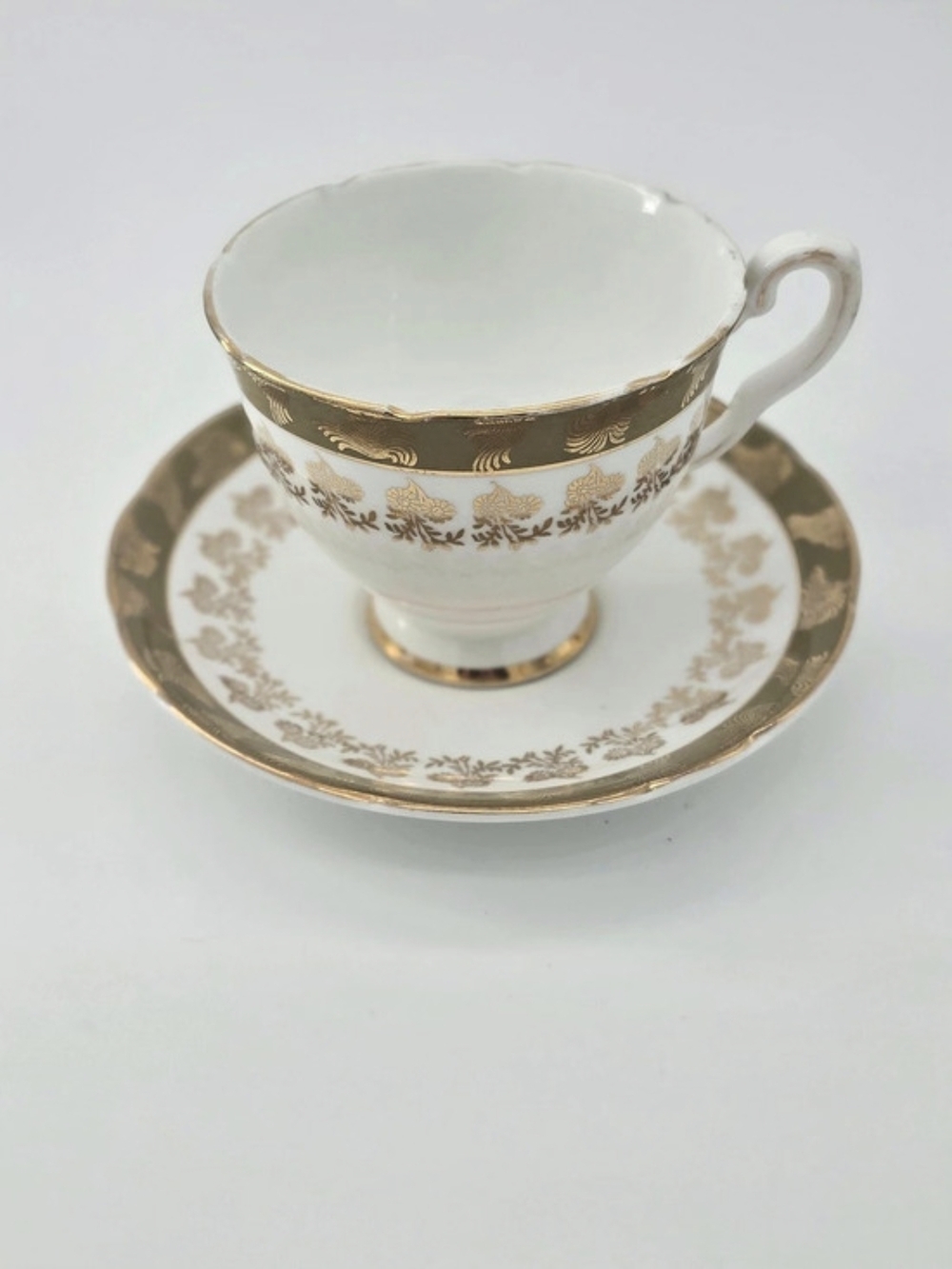 Vintage Royal Stafford Morning Glory Teacup Saucer Set Gold Trim